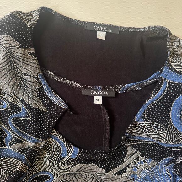 Vintage Onxy Nite Cardigan Set Womens Blue Sparkle Event MOB Made in USA size XL - Picture 11 of 12